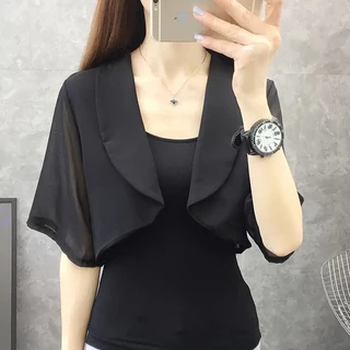 Áo Khoác Chiffon Lụa Lạnh Tay Ngắn Chống Nắng Phong Cách Mới Phù Hợp Với Mùa Hè Dành Cho Bạn Nữ