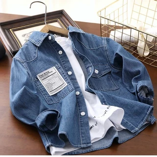 Hàng Mới Về Áo Khoác Denim Mỏng Tay Dài Phong Cách Mới 2024 Cho Bé Trai