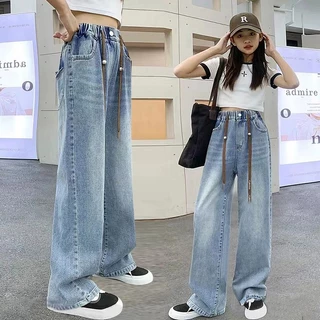 Hàng Mới Về Quần Jeans Ống Rộng Phong Cách Hàn Quốc Mới 2024 Cho Bé Gái