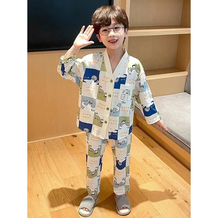 [ready Stock] đồ ngủ trẻ em spring autumn long-sleeved children cute cartoon boy baby học sinh tiểu học phong cách mới bo