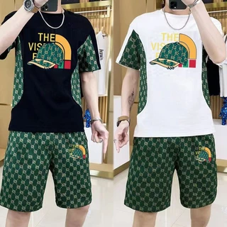 Bộ đồ Station Nam Hợp thời trang dáng rộng Thời trang Cổ tròn tay ngắn Slim-fit Quần Short năm điểm Bộ đồ hai mảnh Hàng có sẵn 0221 2024 Sản phẩm mới Theo dõi cửa hàng Giao hàng ưu tiên