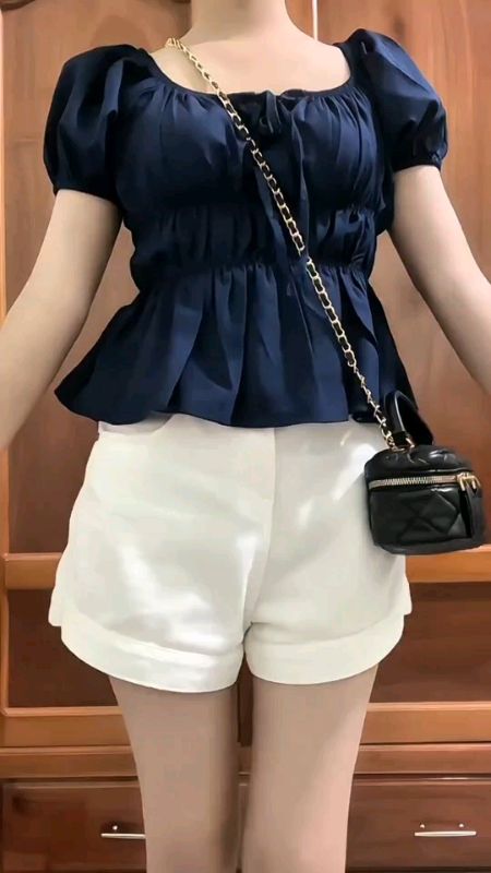 Áo kiểu tay phồng nhún thắt nơ #aokieu #aokieunu #VideohangThoiTrang