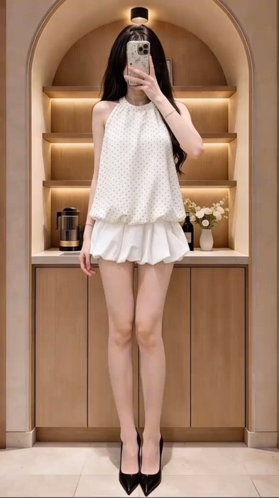 ￼Áo Cổ Yếm Chấm Bi Sát Nách Dáng Bí Phồng Dễ Thương, Áo Kiểu Nữ #SandealcungKOL #KOLUyTin #ShopeeStyle #videothoitrang #LuotVuiMuaLien #shoppevideo