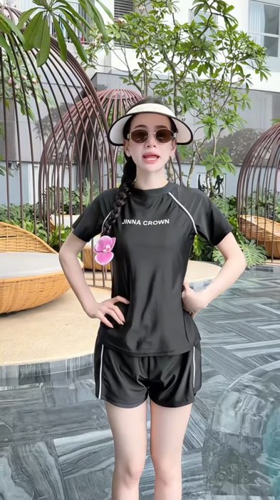 Bộ Đồ Bơi Nữ Bikini 2 Mảnh Áo Tay Ngắn Phối Viền Quần Đùi 2 Lớp Kín Đáo Co Giãn Cao Cấp #KOLuytin #xuhuong #hangmoive #LuotVuiMuaLien #Shopeevideo