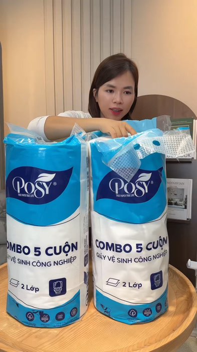 ￼[TRỢ GIÁ] COMBO 5 CUỘN GVS POSY - Cuộn lớn, 700gram 2 lớp, mềm mịn, tiết kiệm, thân thiện với môi trườn