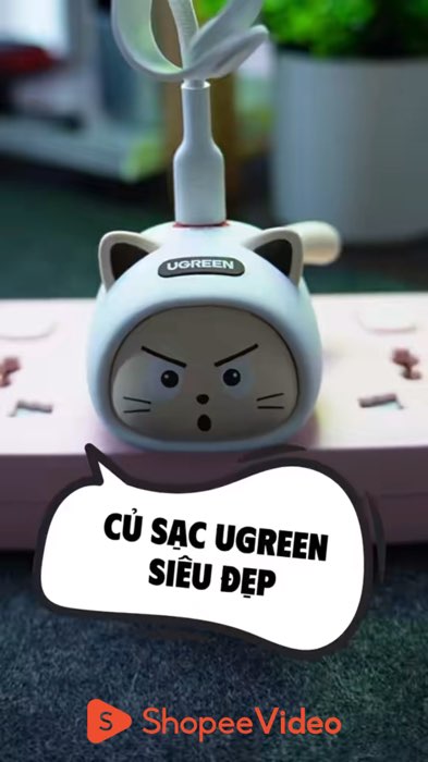 ￼Bộ sạc nhanh UGREEN PD 45W GaN Little Cat với thiết kế khuôn mặt mèo #HangMoiVe #ShopeeCreator #LuotVuiMuaLien #ShopeeVideo