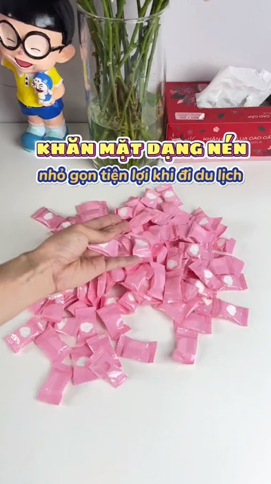 Viên khăn nén dùng khi đi du lịch khách sạn tiện lợi #khannen #khanmatnen #dulich #khantamnen #bien #fly #VideohangNhaCua