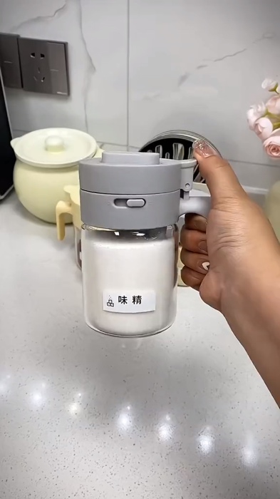 Lọ đựng hia vị thuỷ tinh thông kinh, có ngăn đựng thìa tiện lợi#lodunggiavi