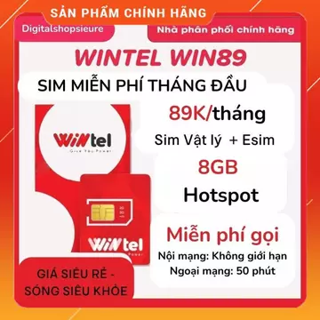 Sim 4G Wintel Win89 Win89P Không giới hạn tốc độ cao, sóng vinaphone, miễn phí 30 ngày MSP39149