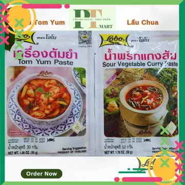 Gia vị Lẩu Thái Lobo - Có 2 vị: Gói Tom Yum 30gr / Gói Lẩu chua 50gr --> MSP15616