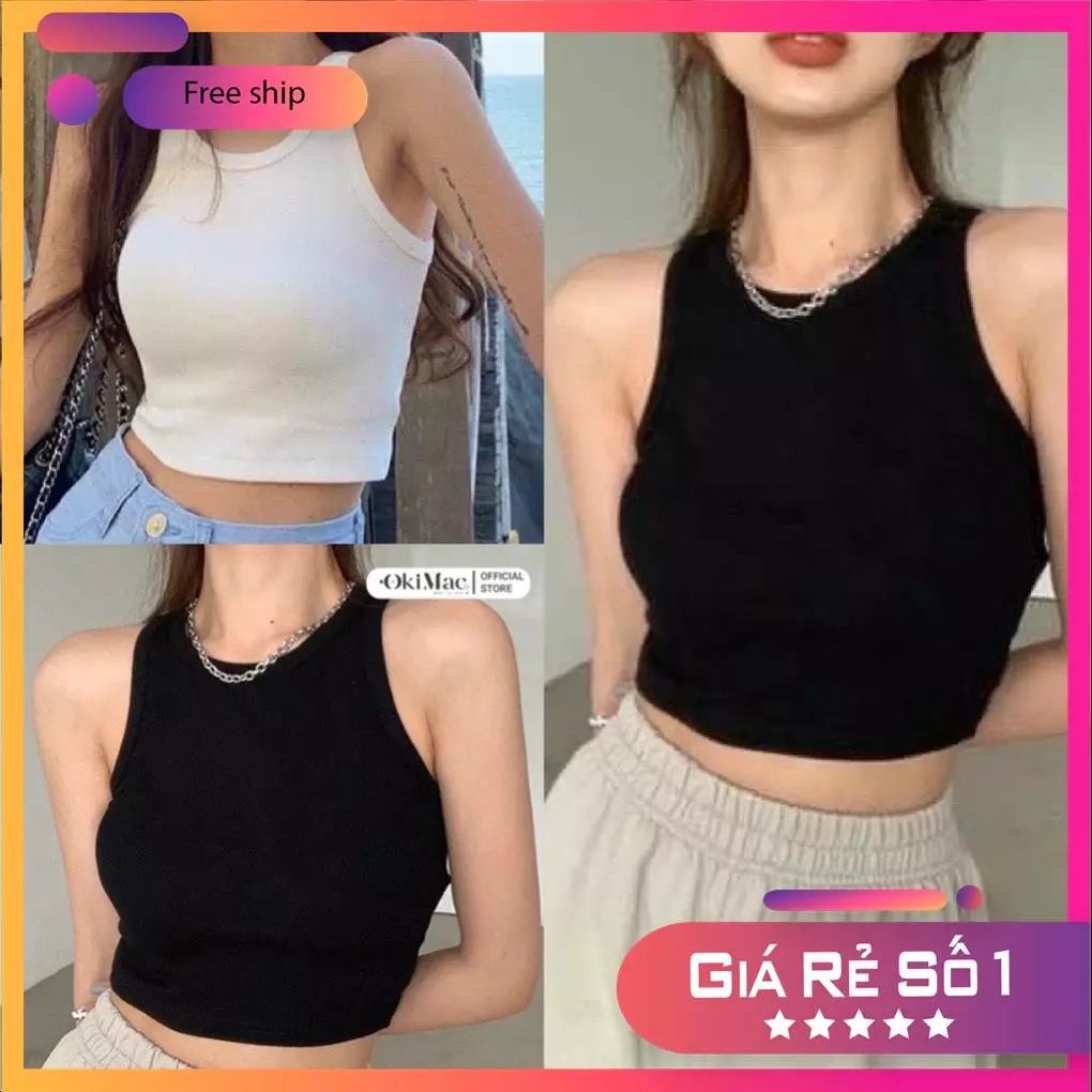  Áo Croptop Ba Lỗ Nữ NGƯỢC Trơn  Ôm Body Chất Tốt, Áo CRT Kiểu nữ ôm thun gân mềm mát hai màu trắng đen phong M23