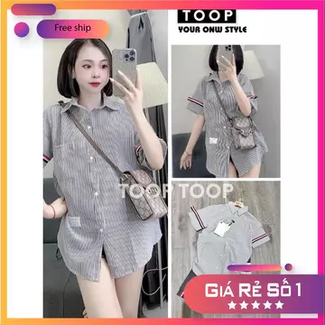 Áo sơ mi ngắn tay kẻ có vạch tay màu siêu hot nam nữ unisex đều mặc được chất đẹp mềm thoáng mát - TOOP MSP25774