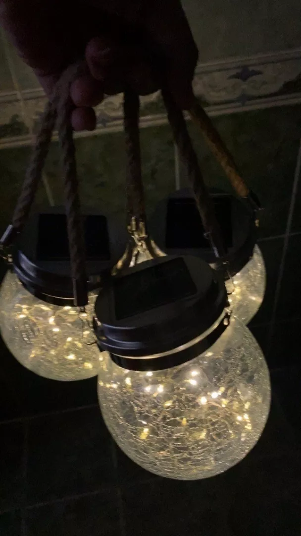 Solar Powered 30 LED Crackle Ball Jar Fairy Light For Outdoor Garden Tree photo review