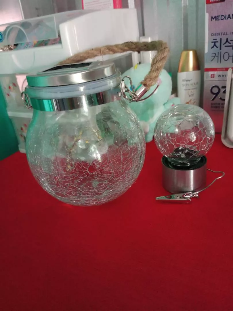 Solar Powered 30 LED Crackle Ball Jar Fairy Light For Outdoor Garden Tree photo review