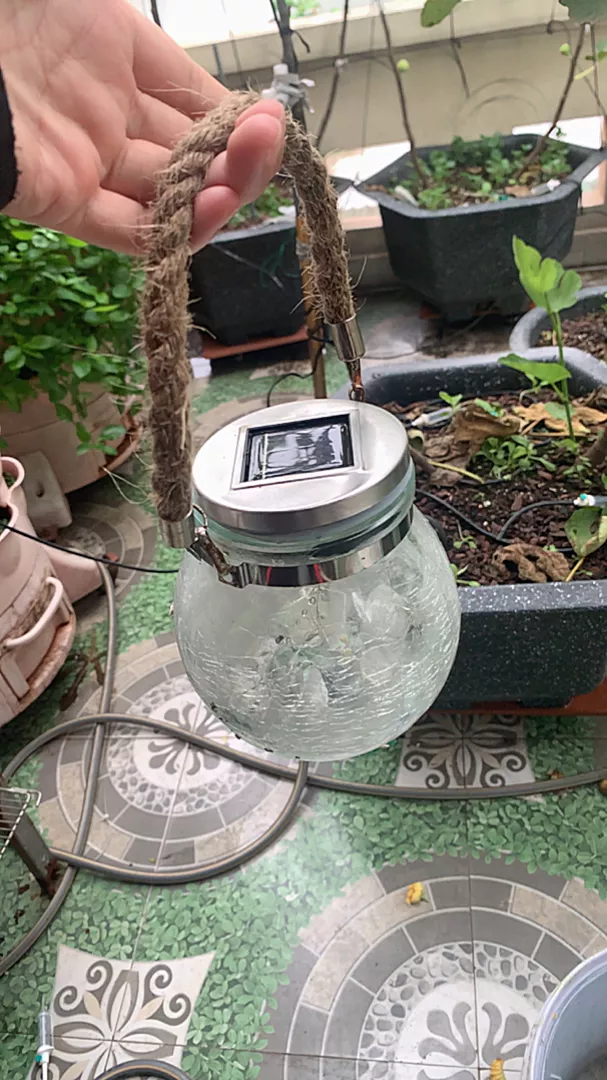 Solar Powered 30 LED Crackle Ball Jar Fairy Light For Outdoor Garden Tree photo review