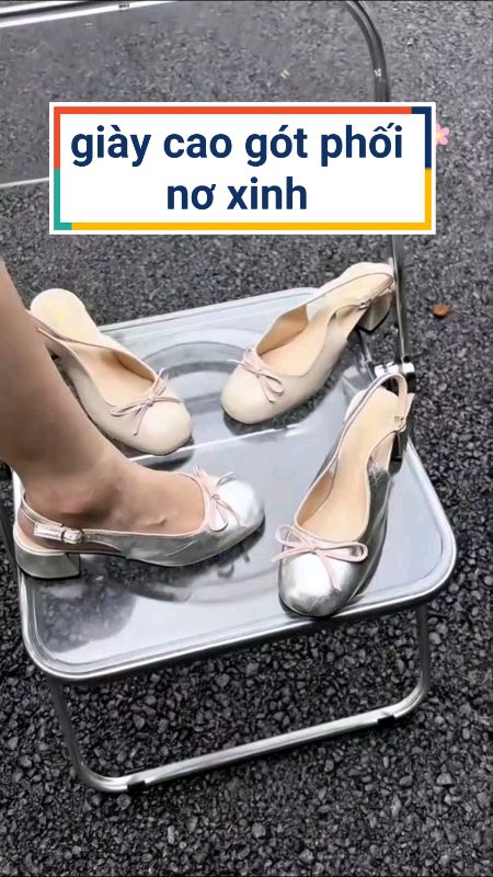 Giày nữ phối nơ xinh #giaynu #giaycaogot #LuotVuiMuaLien #videohangThoiTrang #ShopeeCreator