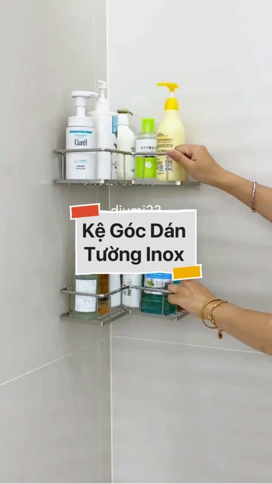 Kệ Góc Dán Tường INOX  #VideoHangGiaDung#shopeestyle#ShopeeVideo#ShopeeCreator #LuotVuiMuaLien #diumi186