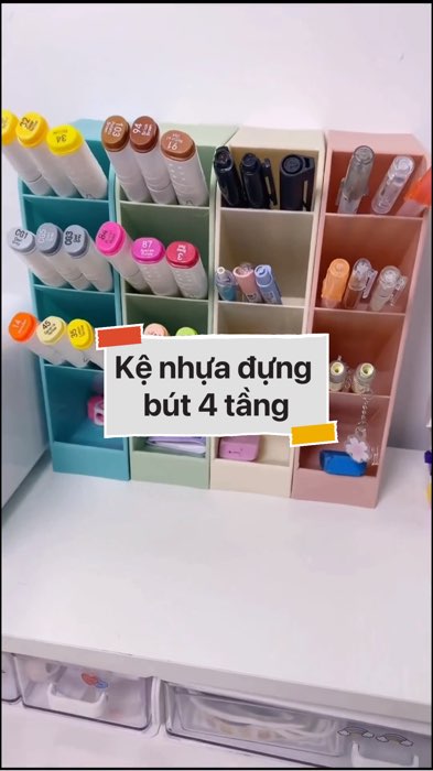 Kệ nhựa đựng bút 4 tầng #videohangvanphongpham#shopeestyle#ShopeeVideo#ShopeeCreator #LuotVuiMuaLien #diumi791