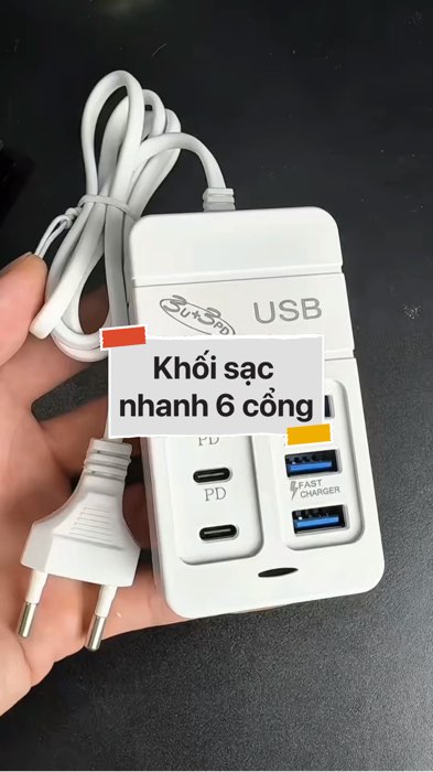 ￼Khối sạc nhanh 6 cổng #VideohangDienTu#shopeestyle#ShopeeVideo#ShopeeCreator #LuotVuiMuaLien#KOLUyTin#Videomuasam #SandealcungKOL #diumi795