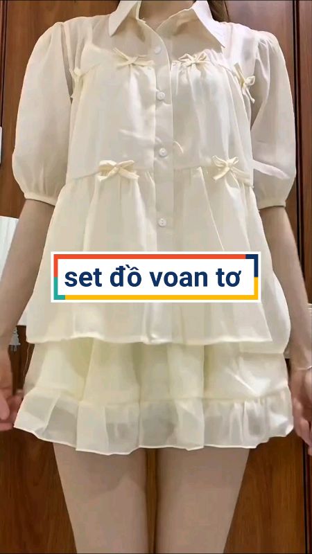 Set áo voan tơ 2 lớp babydoll xinh xắn #setvay #setdoxinh #ShopeeCreator #VideohangThoiTrang #LuotVuiMuaLien