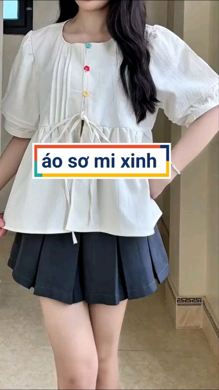 Áo sơ mi đũi dáng babydoll xinh xắn #aosomi #aobabydoll #aokieu #VideohangThoiTrang #LuotVuiMuaLien #ShopeeCreator