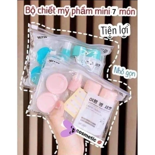 Bộ chiết mỹ phẩm BEIYIN 7 món , túi zip tiện lợi đi du lịch, chất liệu nhựa an toàn - Loki