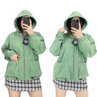 Áo Khoác Nữ Nhung Tăm Basic Trơn form rộng oversize siêu xinh, áo khoác unisex  túi hộp chống nắng S0