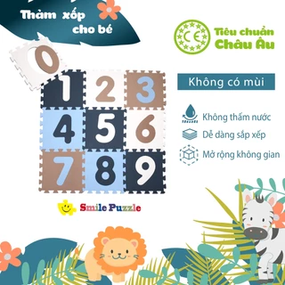 THẢM XỐP CAO CẤP CHO BÉ KHÔNG MÙI - TIÊU CHUẨN CHÂU ÂU CHỮ SỐ 10 MIẾNG GHÉP SMILE PUZZLE