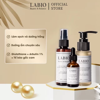 Combo 3 Sữa Rửa Mặt, Toner & Serum Dưỡng Trắng, Mờ Thâm Nám, Trẻ Hóa LABIO Glutathione