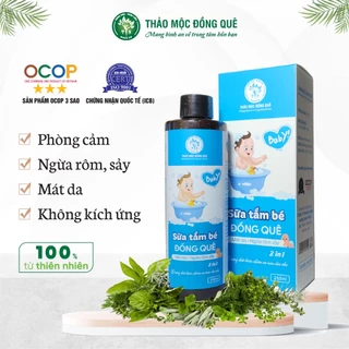 Sữa tắm gội cho bé phòng cảm, ngừa rôm sảy Thảo mộc Đồng Quê - 250ML