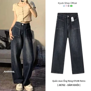 Quần jean baggy nữ ống rộng Ulzzang Kyubi cắt lai tua cá tính (Có bigsize) - Jean cullote Kyubi BJR21