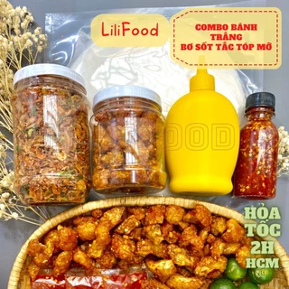 COMBO Bánh Tráng Phơi Sương - Muối Tôm Hành Phi - Chai Bơ Trứng Gà Siêu Béo - Tóp Mỡ - Sốt Siêu Ngon LiliFood