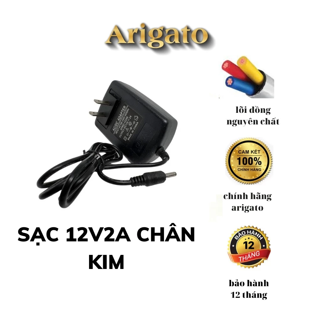 Sạc Nguồn 12v2a ARIGATO Chân Nhỏ 3.5MM hàng Zin bảo hành tới 12 tháng
