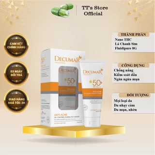 [New_Decumar Advanced] Kem chống nắng kiểm soát nhờn cho da mụn, ngừa mụn (Chai 50g)[Decuma, dercuma, dercumar sunblock]