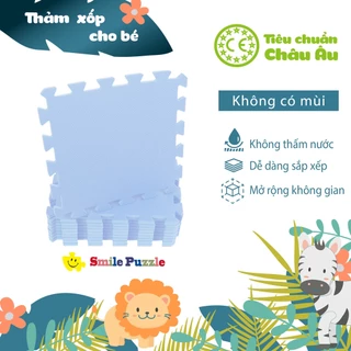 [ ĐƠN MÀU XANH NHẠT] THẢM XỐP CHO BÉ SMILE PUZZLE - KHÔNG MÙI - TIÊU CHUẨN CHÂU ÂU ( GHÉP10 miếng)