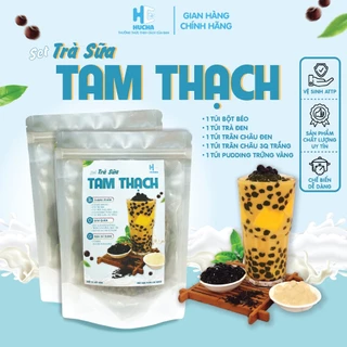 Sét trà sữa truyền thống trân châu đen thơm ngon đậm vị 10-12ly nhiều topping, sét nguyên liệu Hucha