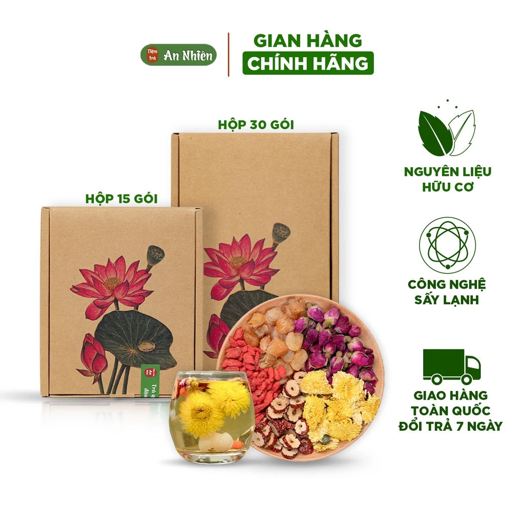 Trà dưỡng nhan An Nhiên, set trà hoa nhiều vị sinh huyết dưỡng âm, đẹp dáng, sáng mịn da