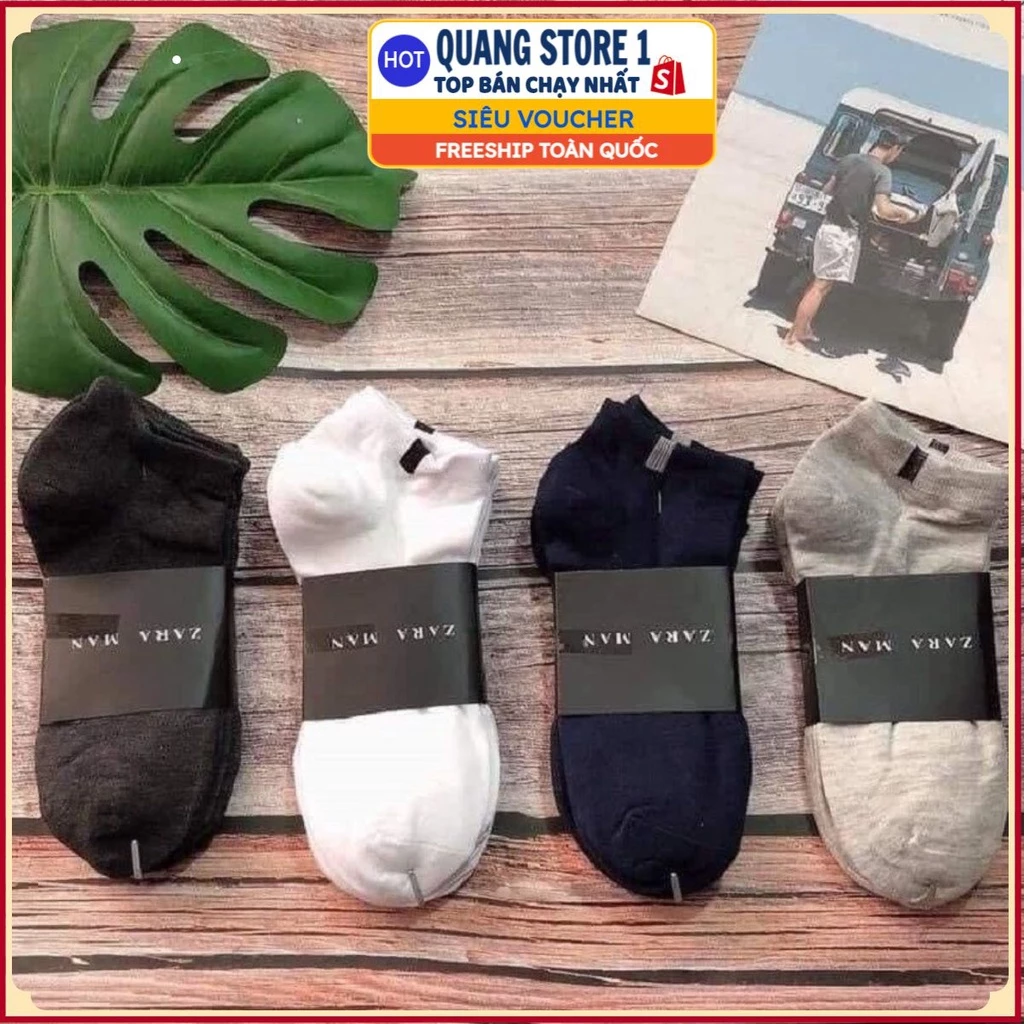 Tất Nam Nữ Zara Cổ Ngắn Thời Trang Cao Cấp Mầu Basic Vớ Cotton 100% Co Giãn Thấm Hút Tốt Hàng Nhập Khẩu Chính Hãng GC5