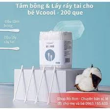 (MS310)Tăm bông cho bé sơ sinh V-Coool, hộp 200 que