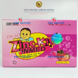 Cốm bổ Zinc-Kid Inmed hương Dâu hộp 25 gói - Bổ sung trong các trường hợp, bệnh còi xương, chậm tăng trưởng, tiêu chảy