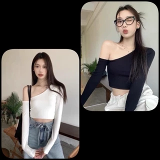 Áo croptop tay dài lệch vai sexyy