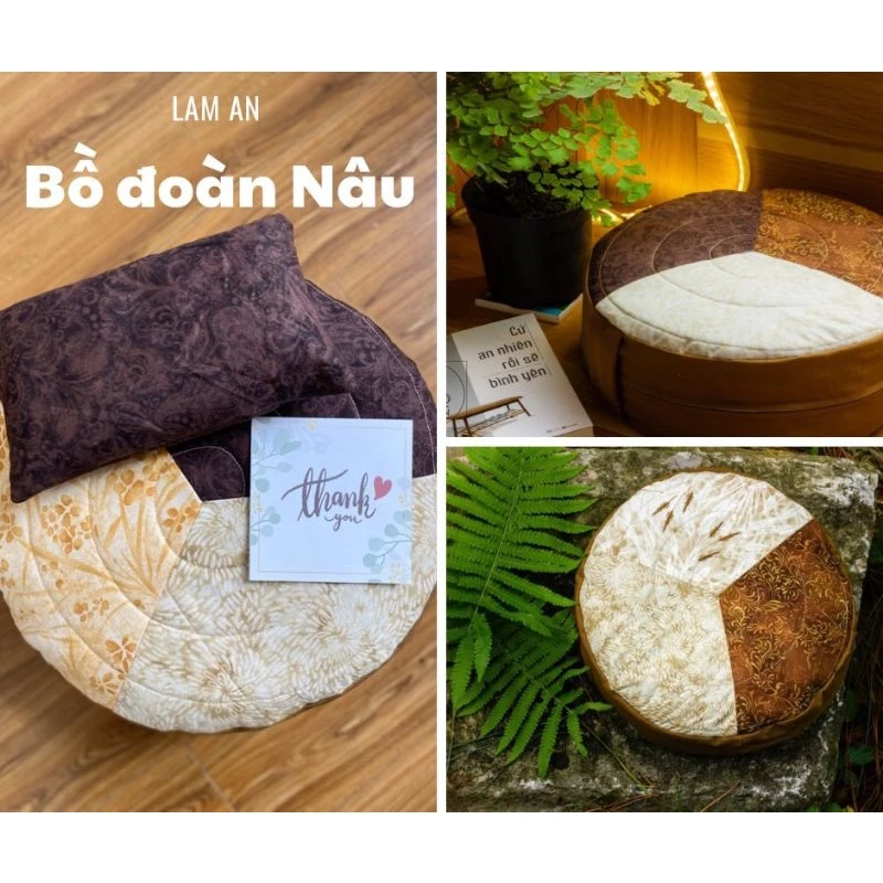 BỒ ĐOÀN THIỀN, gối thiền vỏ đậu xanh - MÀU NÂU