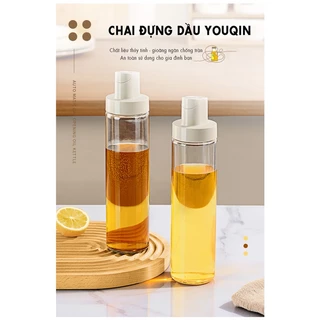 Chai Thủy Tinh Đựng Dầu Ăn, Nước Mắm Dung Tích 500ml - YouQin, Chất Liệu Thủy Tinh, Nắp Mở Có Gioăng Chống Tràn, An Toàn