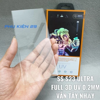 [VÂN TAY NGON - Samsung S23 Ultra] Dán kính cường lực FULL màn FULL keo UV BULLETPROOF