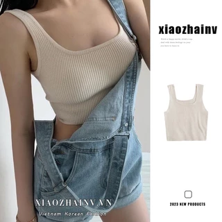 Xiaozhainv Áo Croptop Sát Nách Cổ Chữ U Quyến Rũ Thời Trang Nhiều Màu Tùy Chọn Cho Nữ