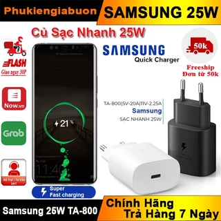 Bộ Sạc nhanh Samsung 25W Cổng Type C chính hãng Note 10 Note 20 A71, A70, A80, A90, S20, S20+, S20 Ultra, S21, S22