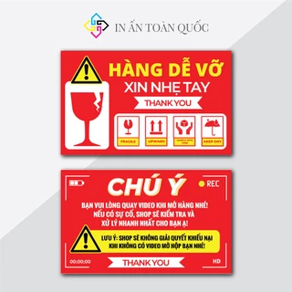 100 decal dán có keo sẵn, tem dán, tem quay video clip khi mở hàng, tem hàng dễ vỡ