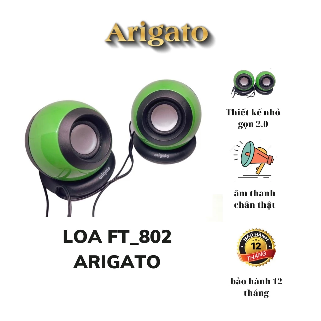 Loa Máy Tính, Loa Vi Tính ARIGATO  802 Hàng Chính Hãng, Thiết Kế Độc Đáo - Bảo Hành 3 Tháng