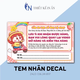 100 Tem dán quay clip trước khi mở hàng - Kích thước 9x5 - Có keo mặt sau - MẪU 07