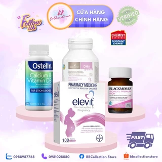 [Có Tem Chemist] COMBO BẦU ÚC - BỘ TỨ Vitamin Úc - ELEVIT bầu, CANXI bầu, DHA bầu, SẮT bầu